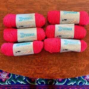 Vintage Brunswick Coolspun Linen/Wintuk Orlon Acrylic 6 Skein Rasperry 1120 Yarn